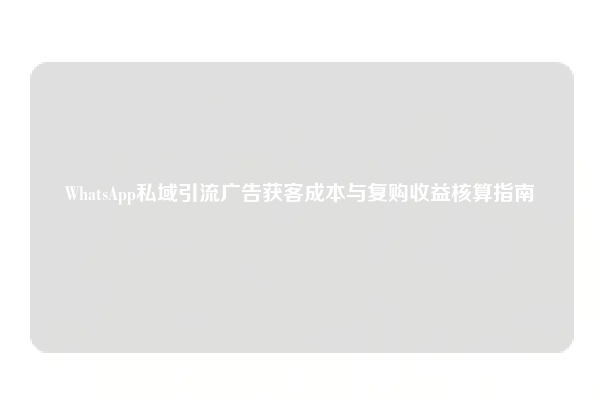WhatsApp私域引流广告获客成本与复购收益核算指南