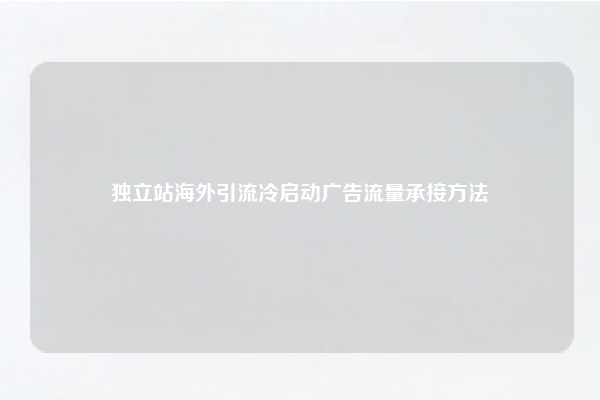 独立站海外引流冷启动广告流量承接方法