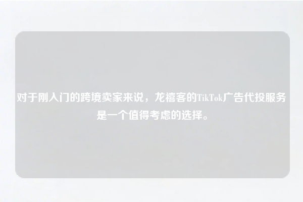 对于刚入门的跨境卖家来说，龙禧客的TikTok广告代投服务是一个值得考虑的选择。