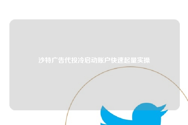 沙特广告代投冷启动账户快速起量实操