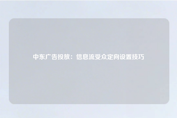 中东广告投放：信息流受众定向设置技巧